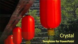  Presentation with chinese new year - Presentation having red lanterns with chinese letters background and a tawny brown colored foreground