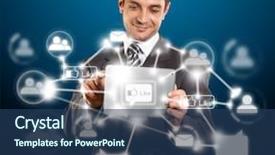  Presentation with social networks - Slides having laptop in social networks outdoors background and a ocean colored foreground