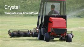  Presentation with red and gold - Theme consisting of red lawn mower golf club background and a violet colored foreground