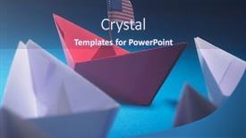  Presentation with boat - Audience pleasing slide set consisting of red-leader-paper-boat-leading backdrop and a ocean colored foreground