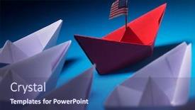  Presentation with boat - Slide set enhanced with red-leader-paper-boat-leading background and a ocean colored foreground