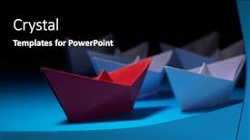  Presentation with boat - Cool new PPT theme with red-leader-paper-boat-leading backdrop and a black colored foreground