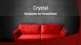  Presentation with red leather cricket ball hitting - Cool new presentation theme with red leather couch backdrop and a dark gray colored foreground