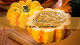  Presentation with lentils - PPT layouts with red lentils soup with pumkins served in hollowed pumkin background and a gold colored foreground
