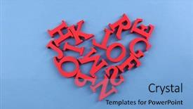  Presentation with human heart blue and red - Audience pleasing presentation theme consisting of red letters in heart shape backdrop and a light blue colored foreground