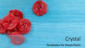  Presentation with red blue - Amazing slide deck having red licorice on a blue backdrop and a  colored foreground