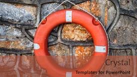  Presentation with drowning - Amazing slide set having red-lifebuoy-on-a-stone backdrop and a red colored foreground