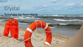  Presentation with stuck - Beautiful slide deck featuring red-lifeguard-stuck backdrop and a light blue colored foreground