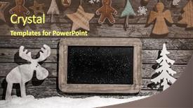  Presentation with decoration - Colorful slides enhanced with red light - christmas crafted decoration on wooden backdrop and a tawny brown colored foreground