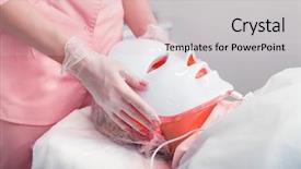  Presentation with happy sad mask face - Audience pleasing PPT layouts consisting of red light - photodynamic face mask therapy backdrop and a lemonade colored foreground