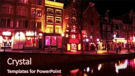 Presentation with amsterdam - Presentation design having red light district by night background and a wine colored foreground