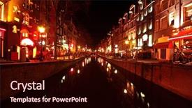  Presentation with amsterdam - PPT layouts featuring red light district in amsterdam background and a wine colored foreground