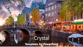  Presentation with pink river - Cool new PPT theme with red-light-district-in-amsterdam backdrop and a tawny brown colored foreground