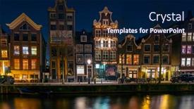  Presentation with amsterdam - PPT layouts enhanced with red-light-district-in-amsterdam background and a navy blue colored foreground