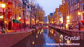  Presentation with amsterdam - PPT theme consisting of red light district in amsterdam background and a tawny brown colored foreground