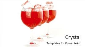  Presentation with goblet - Cool new presentation theme with red light wine goblet on white background backdrop and a pink colored foreground