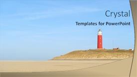 Presentation with lighthouse - Beautiful presentation theme featuring red lighthouse at the beach from texel backdrop and a light blue colored foreground