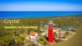  Presentation with lighthouse - Cool new PPT theme with red-lighthouse-in-the-krynica backdrop and a tawny brown colored foreground