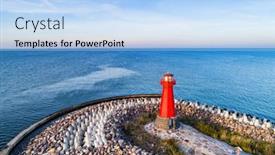  Presentation with rocky - Slide deck with red-lighthouse-on-rocky-harbor background and a light blue colored foreground