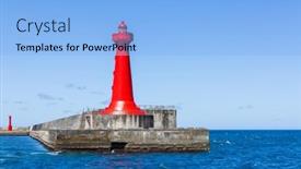  Presentation with lighthouse - Presentation design consisting of red-lighthouse-over-the-concrete background and a  colored foreground