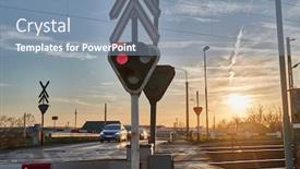  Presentation with train railway - Audience pleasing PPT layouts consisting of red-lights-at-a-railway backdrop and a seafoam green colored foreground