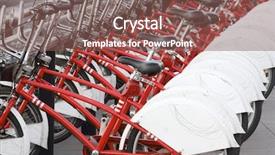  Presentation with bicycles - Colorful slide set enhanced with red line - large group rental bicycles parked backdrop and a  colored foreground