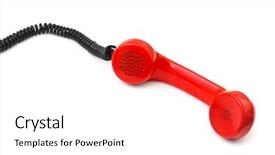  Presentation with red telephone - Presentation theme having red line - telephone receiver and cable isolated background and a white colored foreground