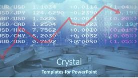  Presentation with bitcoins - Presentation theme enhanced with red line graph against bitcoins background and a ocean colored foreground