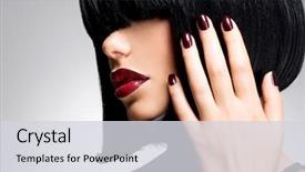  Presentation with sexy - PPT theme featuring red lips and dark nails background and a light gray colored foreground