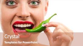  Presentation with red chilli - PPT theme consisting of red lips eating green background and a  colored foreground