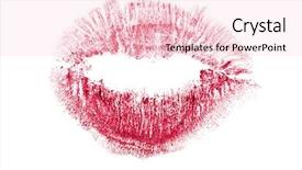  Presentation with red white blue confetti - Colorful slides enhanced with red lips imprint isolated backdrop and a lemonade colored foreground