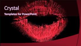  Presentation with lips - Cool new PPT theme with red lips imprint isolated backdrop and a wine colored foreground