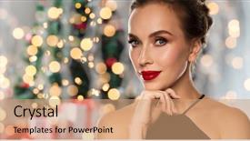  Presentation with black luxury fashion - Slide deck featuring red lips over holidays background and a coral colored foreground