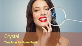  Presentation with young happy people smiling - Cool new presentation design with smiling young woman with red backdrop and a red colored foreground