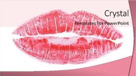  Presentation with lipstick - Presentation theme with red lipstick print on white background and a  colored foreground