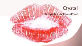  Presentation with lipstick - PPT theme having red lipstick print on white background and a  colored foreground