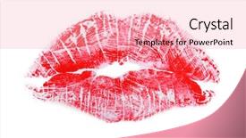  Presentation with lipstick - PPT theme consisting of red lipstick print on white background and a  colored foreground