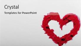  Presentation with shape heart - PPT theme having red lipstick smeared in heart background and a white colored foreground