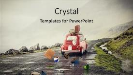  Presentation with bad weather - Presentation design enhanced with red little car with summer background and a soft green colored foreground