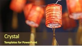 Presentation with lunar new year - Presentation having red little lantern for lunar background and a  colored foreground