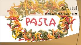  Presentation with macaroni - Cool new presentation theme with red macaroni spelling the word pasta surrounded by pasta isolated on white backdrop and a yellow colored foreground