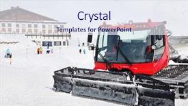  Presentation with skiing - Presentation featuring red machine for skiing slope background and a sky blue colored foreground