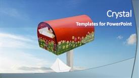  Presentation with mail - Presentation theme having red mail box in green background and a  colored foreground