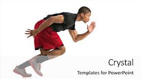  Presentation with athlete - Presentation theme consisting of red man - young african american athlete sprinting background and a white colored foreground