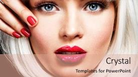  Presentation with vibrant blue - Theme with red manicure vibrant lips multicolor background and a coral colored foreground