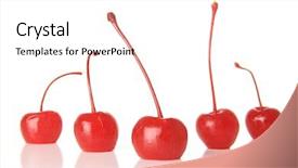  Presentation with studio - Slide deck consisting of red maraschino cherries studio isolated background and a white colored foreground
