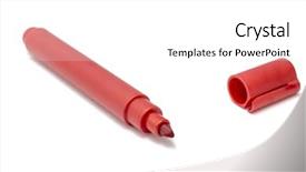  Presentation with red and white festive - PPT theme featuring red marker pen on white background and a white colored foreground