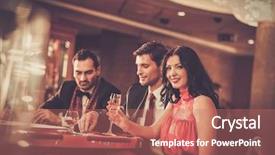  Presentation with poker - Cool new presentation theme with red marsala - people behind poker table backdrop and a coral colored foreground