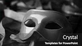  Presentation with masquerade - Colorful PPT theme enhanced with red mask with ribbons backdrop and a dark gray colored foreground