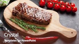  Presentation with beef steak bbq strip steak - PPT theme having red meat - grilled beef steak on cutting background and a  colored foreground